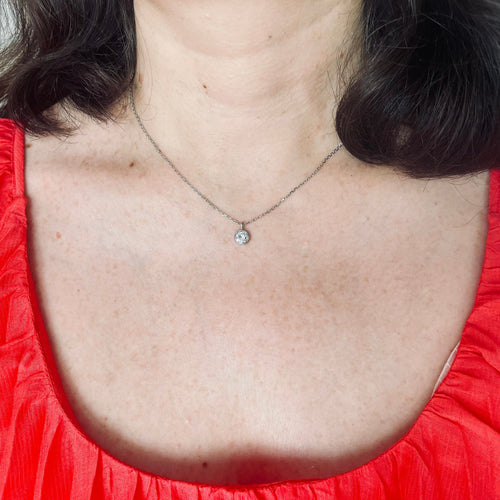 Collier Collier solitaire diamant en or blanc 58 Facettes