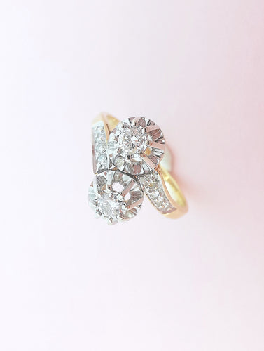 Bague 58.5 Bague de fiançailles vintage Toi et Moi - Diamants - Or 58 Facettes AA 1644