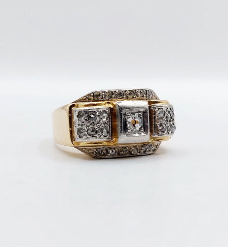 Bague 55 Bague tank art deco or jaune 18k et platine ornée de diamants 58 Facettes A04969