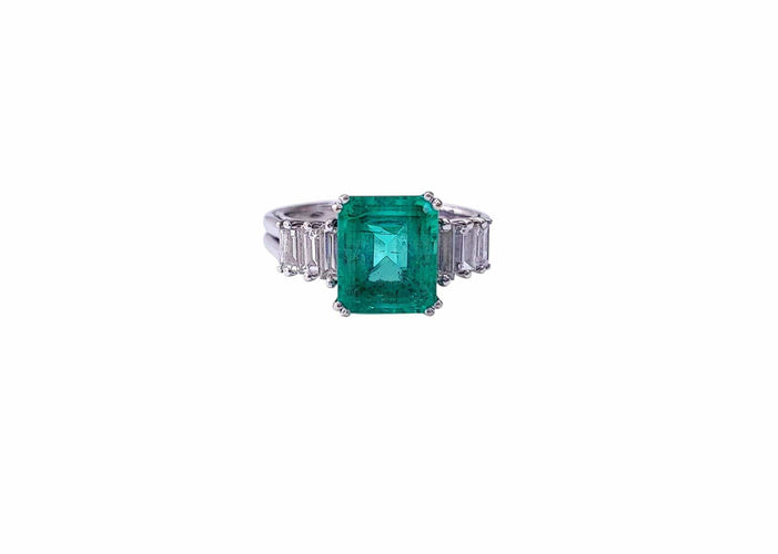 Bague 53 Bague émeraude et diamants en or blanc 18k 58 Facettes BAG.EMER.TE-1707