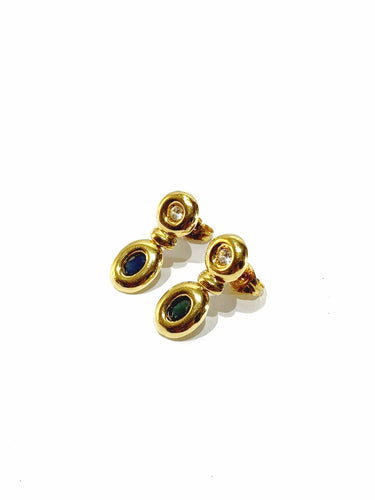 Boucles d'oreilles Paire de boucle d’oreille or, saphirs, zircons 58 Facettes