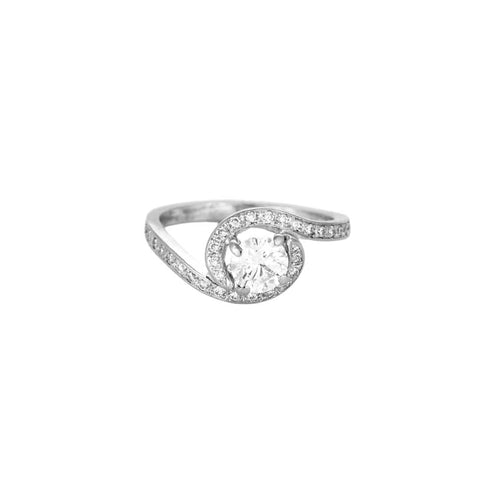 Bague 54.5 Solitaire or gris et diamants 58 Facettes 240542