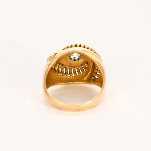 Bague 57 Brague rétro en or rose et diamant 58 Facettes GU172