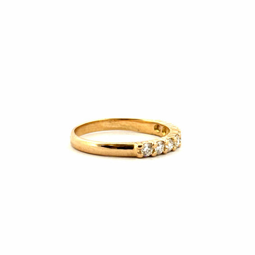Bague 55 Demi alliance en diamants or jaune 58 Facettes
