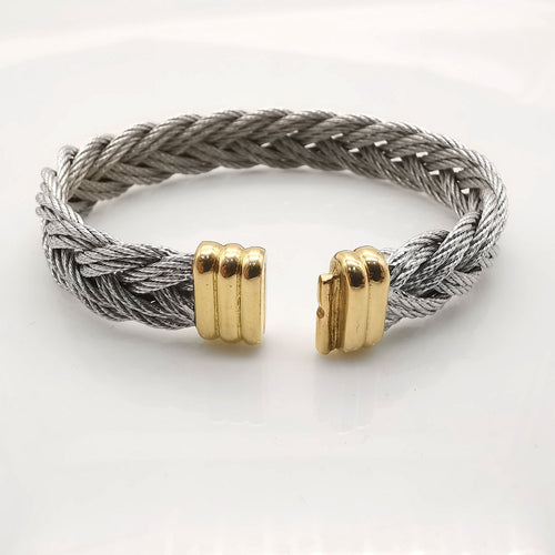 Bracelet FRED - vintage bracelet Force 10 câble acier et or jaune 58 Facettes