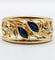 Bague 55 Bague bandeau art nouveau or 18k ornée de saphirs navette, de diamants et de décorations fleuries 58 Facettes A04687