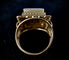 Bague 47 Bague or jaune platine avec pavage de diamants brillants et décor d'arabesques 58 Facettes