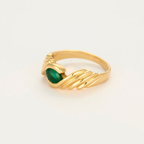 Bague 52 Bague bandeau or jaune, émeraude 58 Facettes GU220