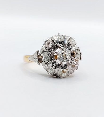 Bague 54 Bague marguerite or jaune, platine et diamants taille ancienne (circa 1920) 58 Facettes A05474