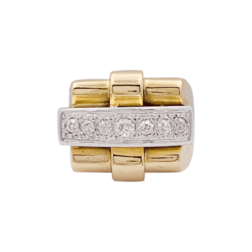 Bague 52 Bague Tank en or jaune, platine, diamants 58 Facettes 34444