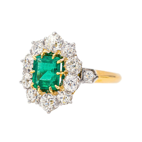 Bague 54 Bague Pompadour Or jaune, Platine Emeraude, Diamant 58 Facettes 4183601CN