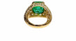 Bague 51 Bague en or jaune , diamants et émeraude 58 Facettes