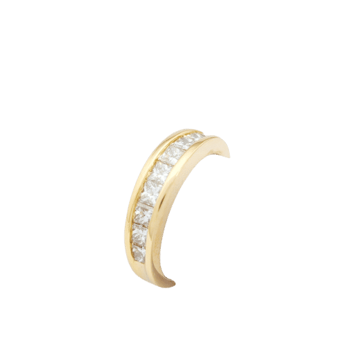 Bague 53 Demi - alliance or jaune et diamants 58 Facettes 32182