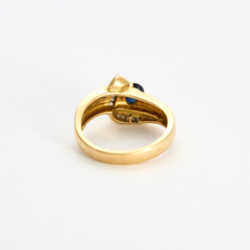 Bague 53 Bague or jaune, saphir et diamants 58 Facettes GU227