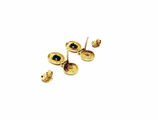 Boucles d'oreilles Paire de boucle d’oreille or, saphirs, zircons 58 Facettes