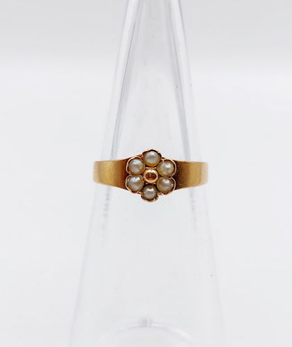 Bague 46 Petite bague marguerite antique or rose perles (circa 1900) 58 Facettes A06298