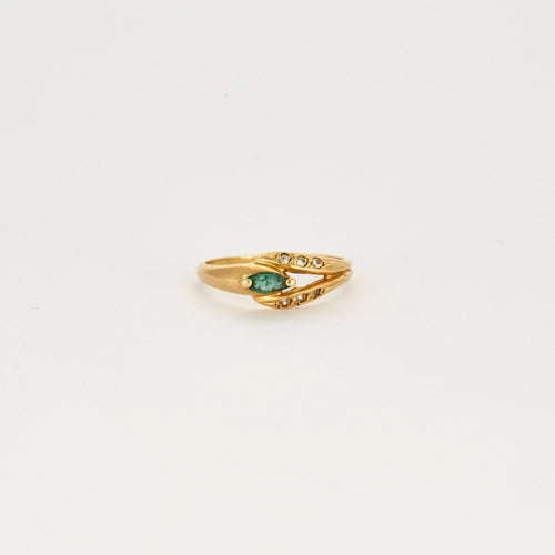 Bague 47.5 Bague or jaune moldavite quartz 58 Facettes LP687