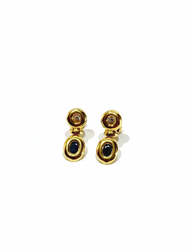 Boucles d'oreilles Paire de boucle d’oreille or, saphirs, zircons 58 Facettes