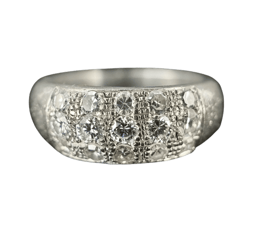 Bague 54 Bague d'époque année 1960/70 or blanc diamants 58 Facettes