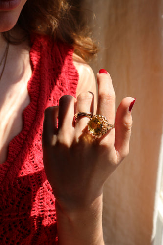 Bague 58 Bague Cocktail Citrine Or Jaune 58 Facettes 535