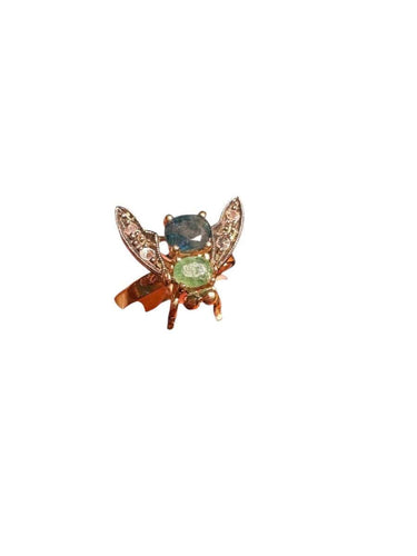 Bague 60 Bague "Abeille en vol" - Emeraude, saphir et diamants 58 Facettes