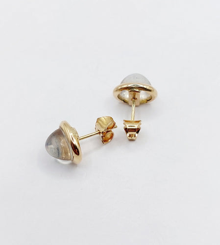 Boucles d'oreilles Puces d'oreilles vintage or jaune cabochons pierres de lunes 58 Facettes A05689