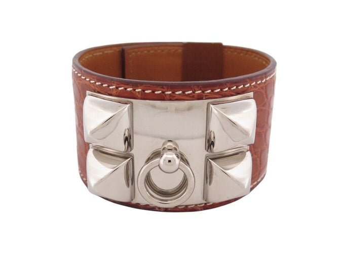 bracelet HERMES medor collier de chien cuir crocodile 16 a 19 cm 58 Facettes 266669