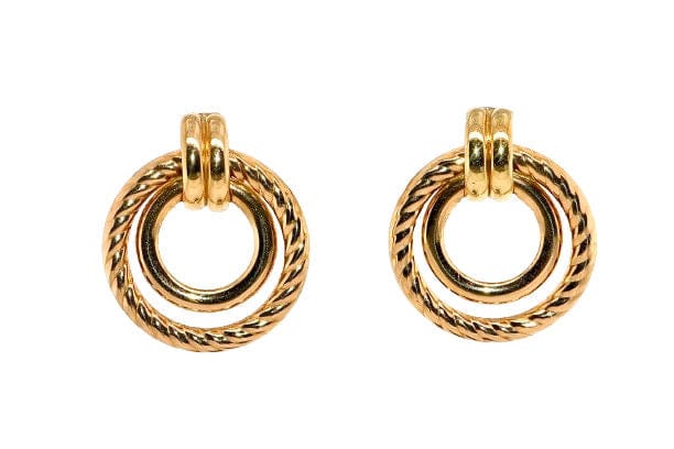 Boucles d'oreilles Boucles d'oreilles doubles créoles dorées 58 Facettes