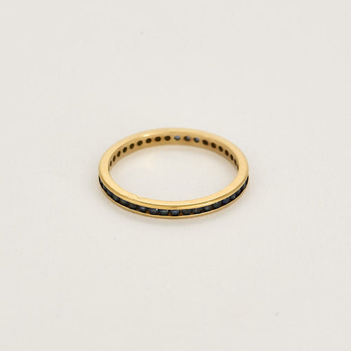 Bague 59.5 Alliance en or jaune et saphirs 58 Facettes CHAL01932