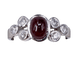 Bague 54.5 Bague Ovale Cabochon Rubis et Diamants en or blanc 58 Facettes BA-89
