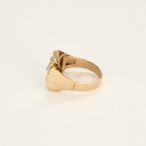 Bague 52 Bague moderniste en or jaune et platine, diamants 58 Facettes CAL2654