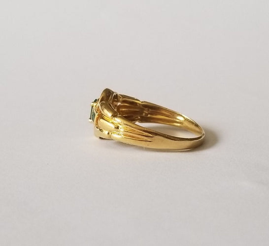 Bague 57 Bague or jaune 18k - Diamants et émeraudes 58 Facettes
