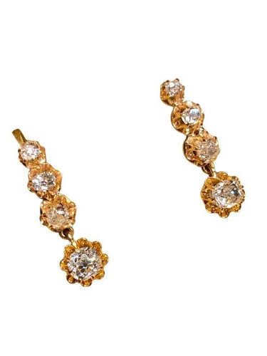 Boucle d’oreilles dormeuses anciennes, en or 18k et diamants 58 Facettes