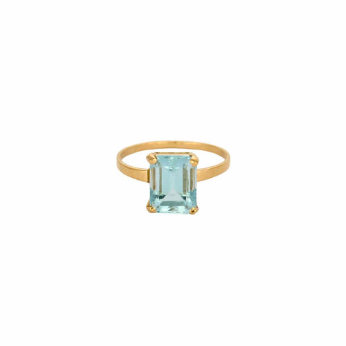 Bague 58 Bague en or jaune sertie d'une aigue-marine 58 Facettes LP1275/BET