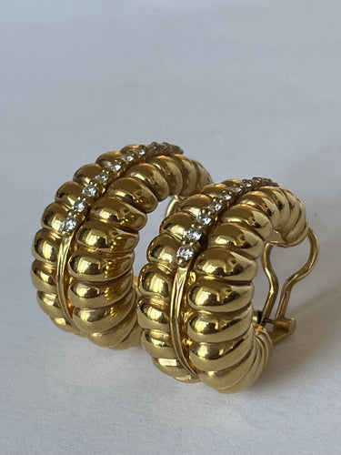 Boucles d'oreilles Boucles d'Oreilles Créoles Or Jaune Diamants 58 Facettes LOT 6293