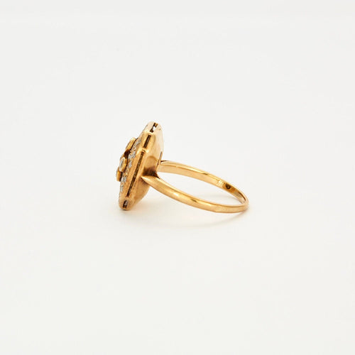 Bague 57 Bague en or jaune pavé de diamants 58 Facettes 240 343