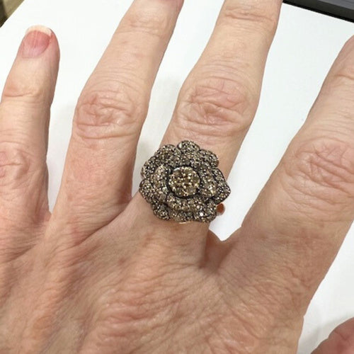 Bague BAGUE DE DESIGN CONTEMPORAIN DU XXE SIÈCLE en OR et ARGENT avec DIAMANTS 58 Facettes Q229B