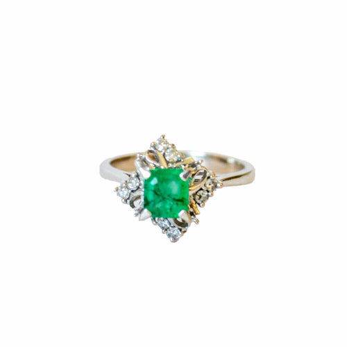 Bague 56 bague en or avec diamants et émeraude 58 Facettes Q574A(352)