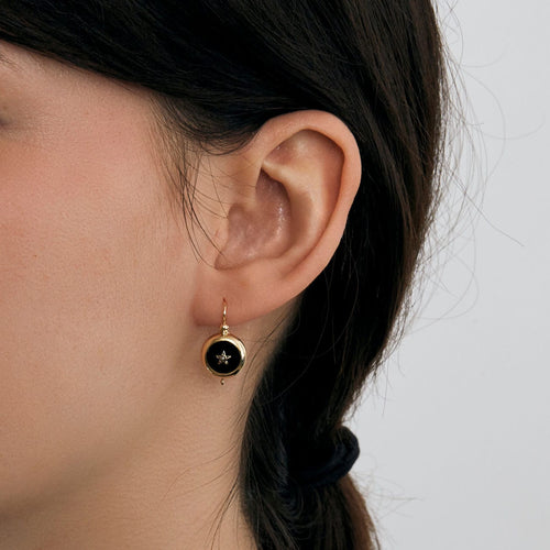 Boucles d'oreilles Dormeuses Anciennes Onyx Perles Or Jaune 58 Facettes