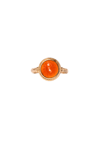 Bague 52 Bague en or jaune et cabochon intaille de cornaline 58 Facettes