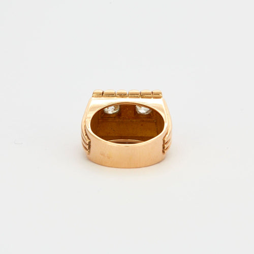 Bague 48 Bague chevalière godronnée diamants 58 Facettes 31300515