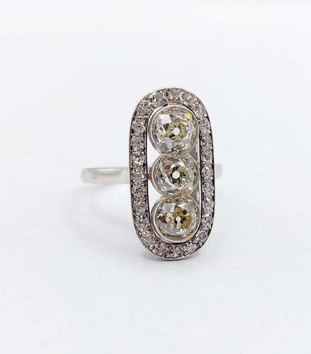 Bague 54.5 Bague marquise art deco Platine 2,25 carats diamant taille ancienne (circa 1910) 58 Facettes A06120