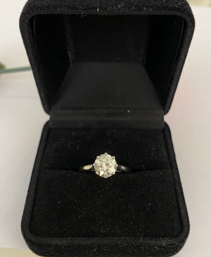 Bague 53.5 Solitaire en or, style Art déco tardif, serti d'un diamant taille brillant ancien de 1,14 carat. 58 Facettes