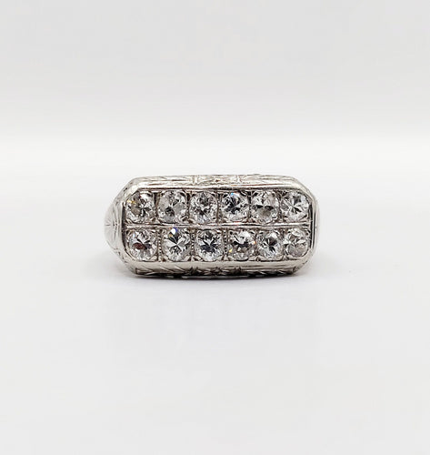 Bague 52 Bague tank art déco or blanc et diamants 58 Facettes A05400