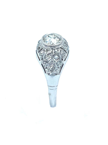 Bague 51 Bague Art-Deco or, platine et diamants 58 Facettes