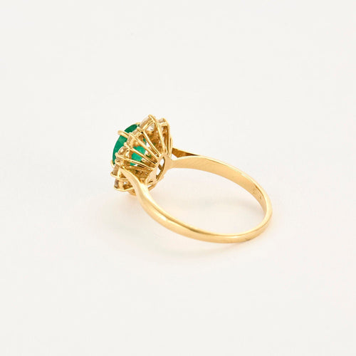 Bague 59 Bague Marguerite or jaune, diamants et émeraudes 58 Facettes 250241