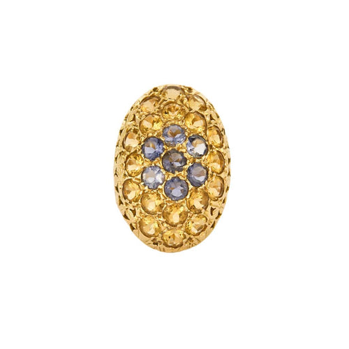Bague 49,5 Bague dôme or jaune, corderite et citrine 58 Facettes CHAL01782