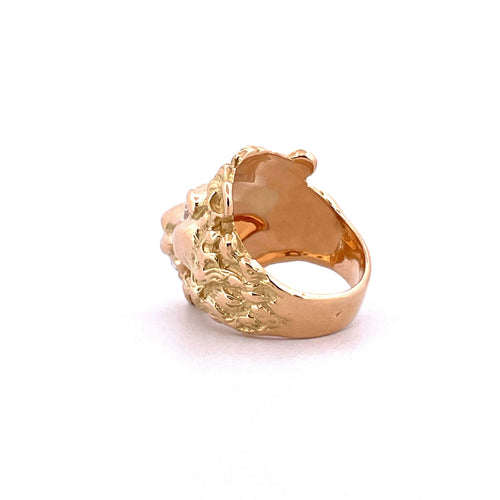 Bague Bague lion en or jaune massif 18 carats et diamants 58 Facettes