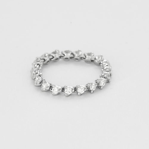 Bague 53 Bague souple en or gris et diamants 58 Facettes JRW0024-53