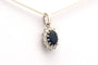 Pendentif Pendentif contemporain en or blanc 18 carats serti d'un saphir et de diamants "taille" brillant (+-0.3ct) 58 Facettes 21989